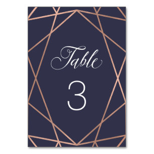 Moderne Imitate Rose Gold Geometrie auf Mitternach Tischnummer