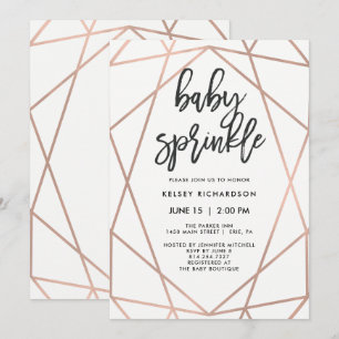 Moderne Imitate Rose Gold Geometrie Baby Sprinkl Einladung