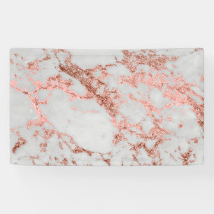 Moderne Imitate Rose Gold Glitzer Marmortextur Bil Banner