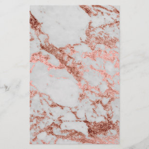 Moderne Imitate Rose Gold Glitzer Marmortextur Bil Briefpapier
