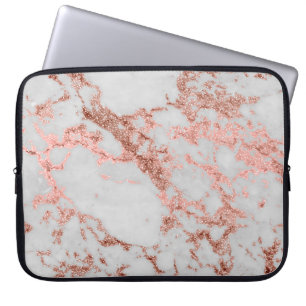 Moderne Imitate Rose Gold Glitzer Marmortextur Bil Laptopschutzhülle