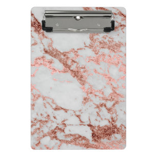 Moderne Imitate Rose Gold Glitzer Marmortextur Bil Mini Klemmbrett