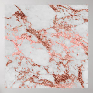 Moderne Imitate Rose Gold Glitzer Marmortextur Bil Poster