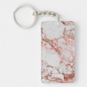Moderne Imitate Rose Gold Glitzer Marmortextur Bil Schlüsselanhänger