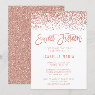 Moderne Imitate Rose Gold Glitzer Sweet 15 Geburts Einladung
