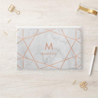 Moderne Imitate Rose Goldene geometrische und weiß HP Laptop-Aufkleber