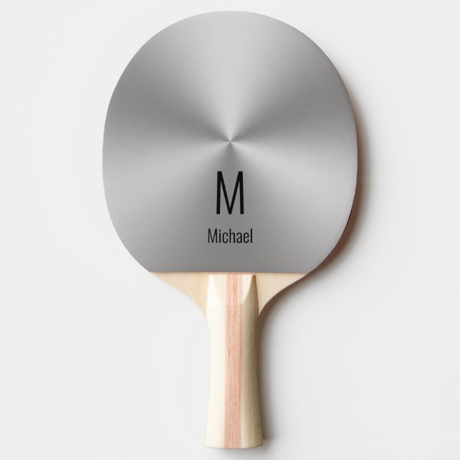 Moderne Imitate Silver Name & Monogram Tischtennis Schläger (Vorderseite)