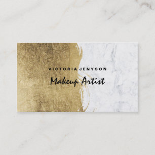 Moderne Imitatgoldfolie Brushstrokes Marmormake-up Visitenkarte