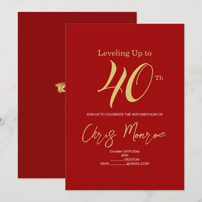 Moderne Imitats - Einladung zum Geburtstag in Gold (Vorne/Hinten)