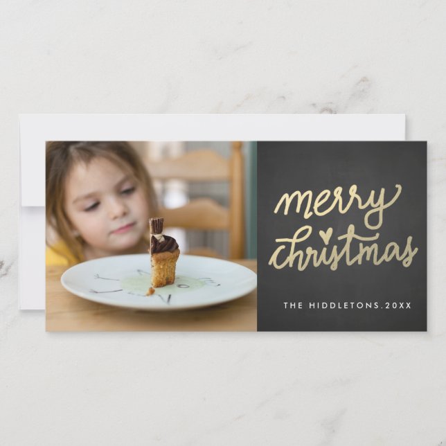Moderne Imitats Gold Frohe Weihnachten Handschrift (Vorderseite)