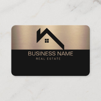 Moderne Immobilien-Haus-Logo Schwarz & Gold Visitenkarte