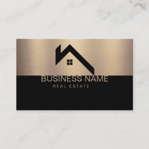 Moderne Immobilien-Haus-Logo Schwarz & Gold Visitenkarte