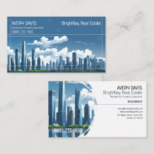 Moderne Immobilien mit blauer Skyline Visitenkarte