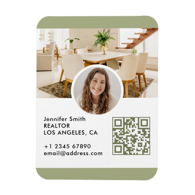 Moderne Immobilien-QR-Code-Visitenkarte Magnet (Vertikal)