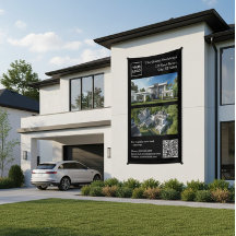 Moderne Immobilienbanner mit QR-Code