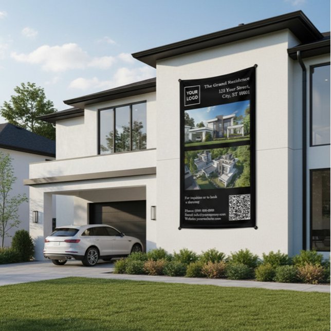 Moderne Immobilienbanner mit QR-Code Banner (Von Creator hochgeladen)