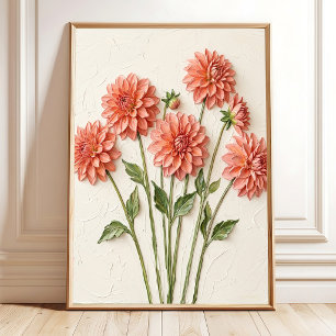 Moderne Impasto-Dahlie-Kanvas-Wandkunst Poster