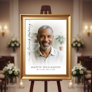Moderne In Loving Memory Foto-Schrift Trauer-Schau Poster