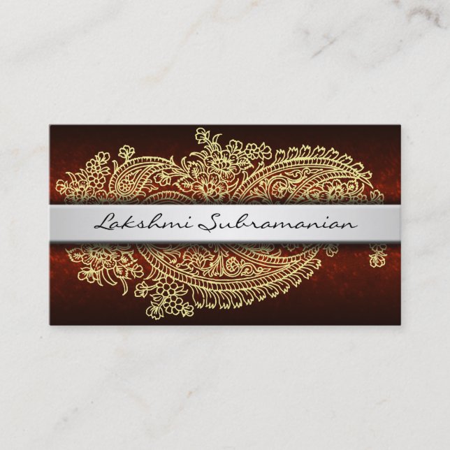 Moderne India Paisley Business Cards Visitenkarte (Vorderseite)