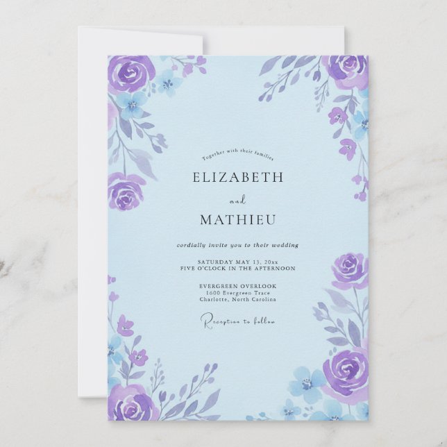 Moderne Indigo-Violette Hochzeit Einladung (Vorderseite)