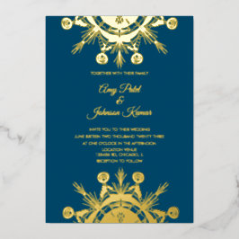 Moderne indische Hindu Mandala Wedding gepresst Folieneinladung