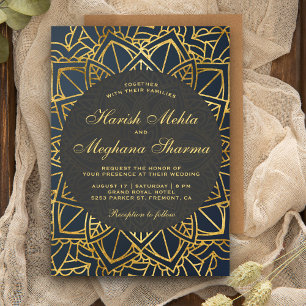 Moderne indische Hochzeitseinladung im Faux-Gold-M Einladung