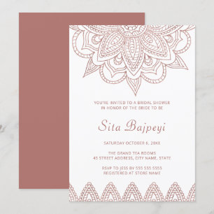 Moderne indische Rose Gold Mehndi Hindu Brautparty Einladung