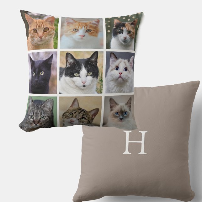 Moderne, individuell anpassbare Cat-Fotos auf Beig Kissen (Von Creator hochgeladen)