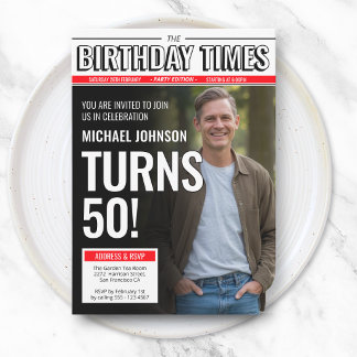 Moderne individuelle Foto-Zeitungsausgabe zum 50.  Einladung