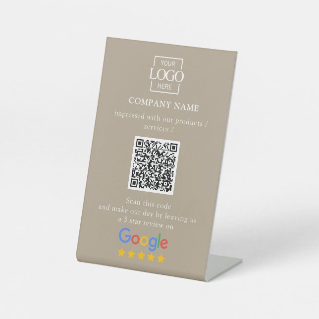 Moderne individuelle Google-Bewertungen QR-Code Fi Sockelschild (Vorderseite)