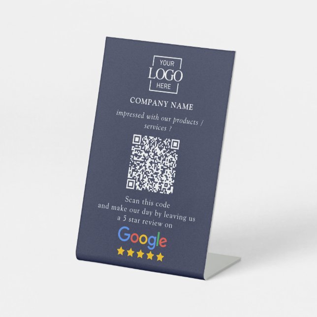 Moderne individuelle Google Bewertungen QR-Code Fi Sockelschild (Vorderseite)