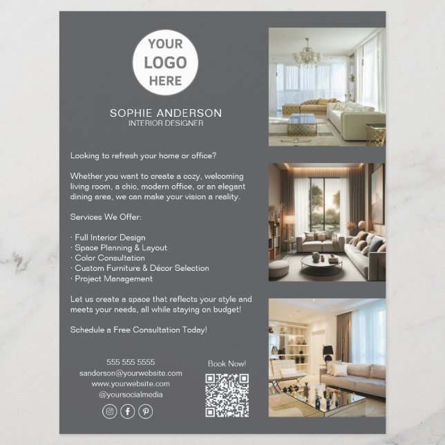 Moderne individuelle graue professionelle Geschäft Flyer (Vorne)