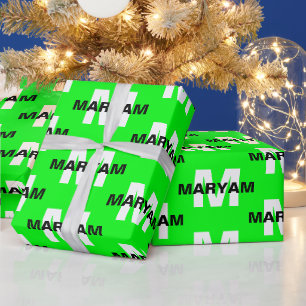 Moderne individuelle Initialen Namen Helles Grün G Geschenkpapier