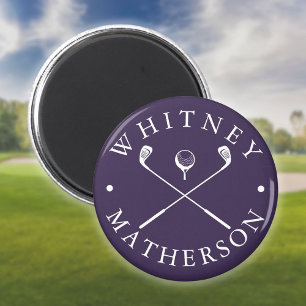Moderne Individuelle Name Golf Clubs Lila und weiß Magnet