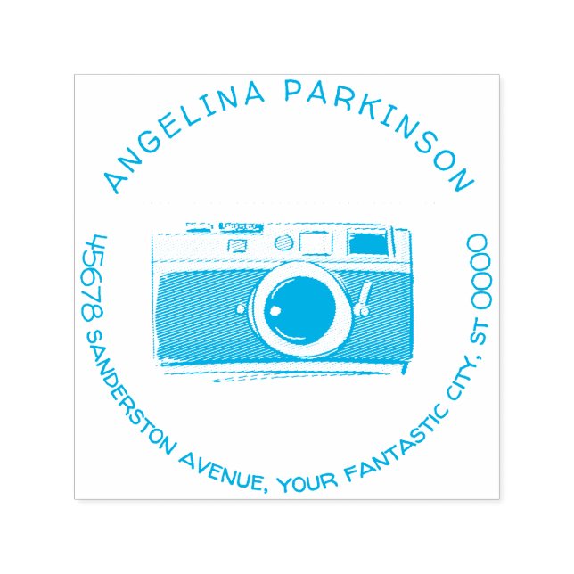 Moderne Individuelle Name-Logo-Camera-Rücksendeadr Permastempel (Design)