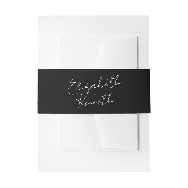 Moderne Individuelle Name Schwarz-weiß Hochzeit Einladungsbanderole (Vorderseite Beispiel)