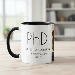 Moderne individuelle PhD-Abschlussfoto & Name Tasse