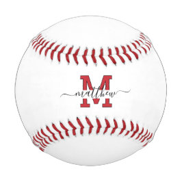 Moderne individuelle rote und schwarze Monogramm-M Baseball