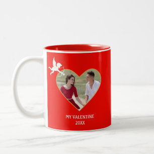 Moderne individuelle Valentinsgruß-Kunde-Foto & Am Zweifarbige Tasse