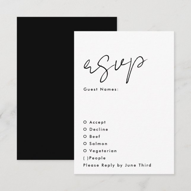 Moderne Individuellen Namen Tuxedo Gold Wedding RSVP Karte (Vorne/Hinten)
