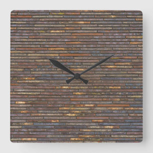 Moderne industrielle dünne Backsteinwandstruktur Quadratische Wanduhr
