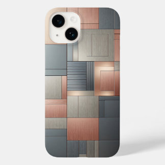 Moderne industrielle metallische Blockmuster-Kupfe Case-Mate iPhone 14 Hülle