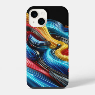 Moderne industrielle metallische Blockmuster-Kupfe iPhone 14 Hülle
