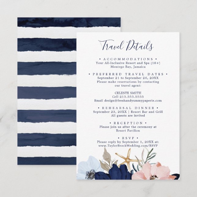 Moderne Informationen zu Hochzeitreisen mit nautis Begleitkarte (Vorne/Hinten)