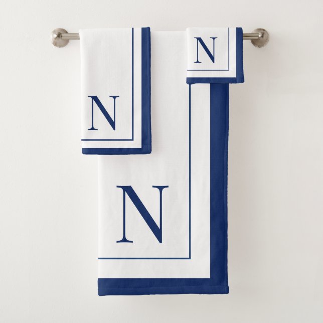 Moderne initiale de monogramme bleu marine blanc (En situation)