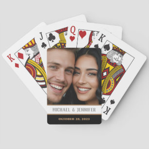 Moderne Initialen Datum Personalisiertes Foto Name Spielkarten