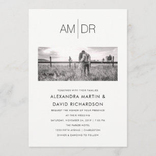 Moderne Initialen Einladung von Foto Hochzeit