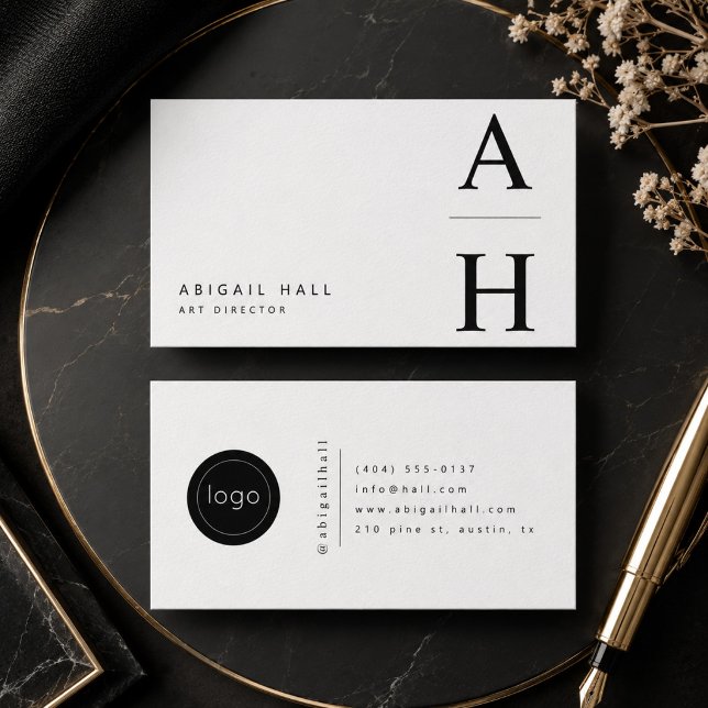 Moderne Initialen Minimalistisch Visitenkarte (Von Creator hochgeladen)