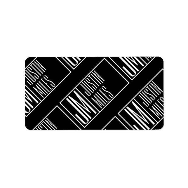 Moderne Initialen mit Name Monogram Muster Adressaufkleber (Vorne)