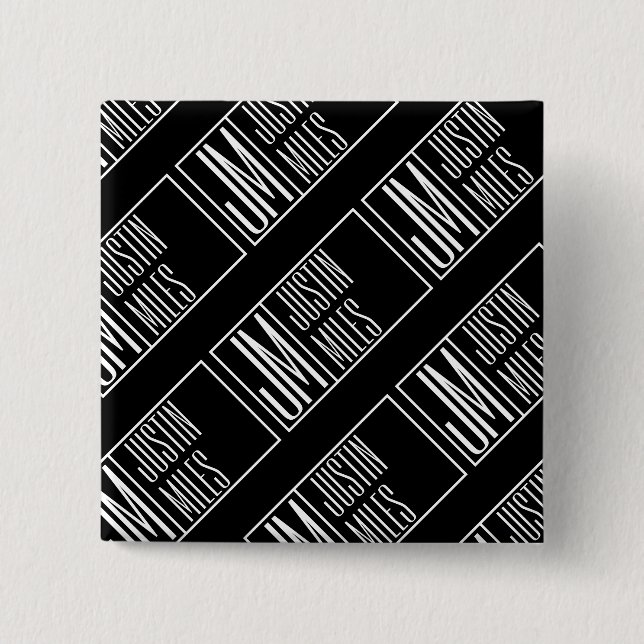 Moderne Initialen mit Name Monogram Muster Button (Vorderseite)